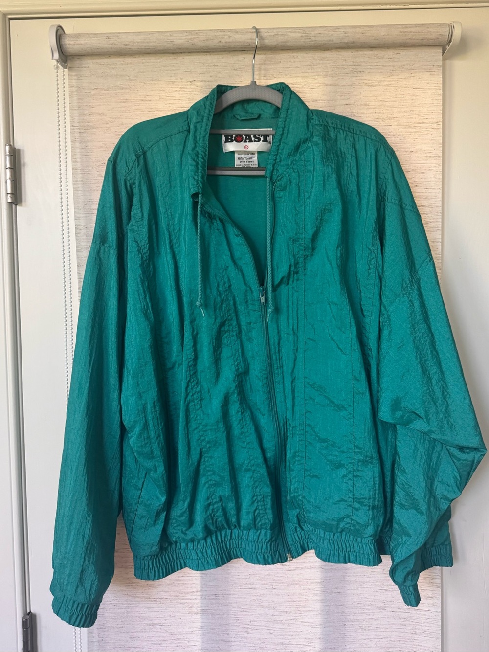 Vintage 1990s Boast Teal Nylon Windbreaker Jacket